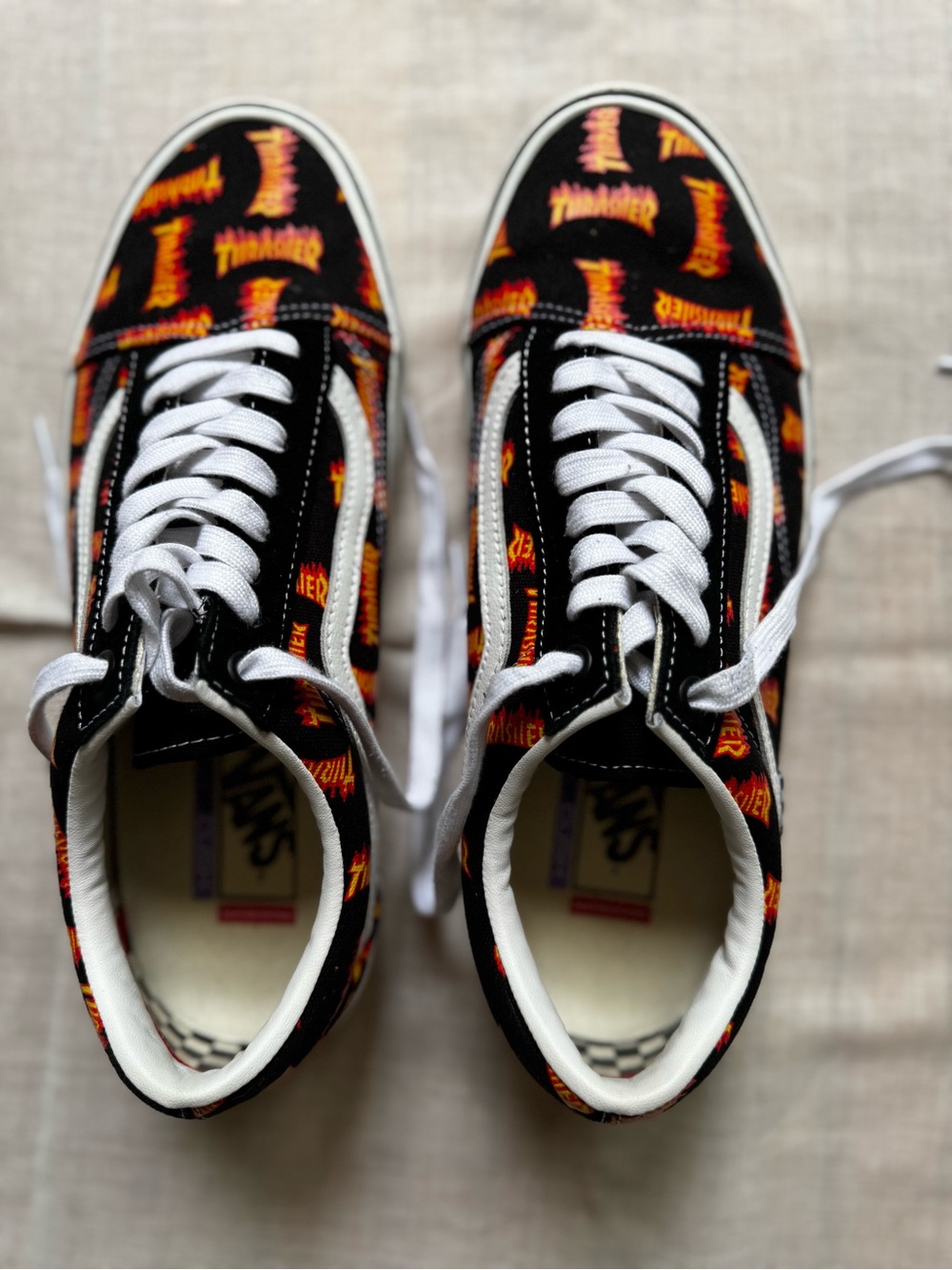 Vans Black Canvas Sneakers with Thrasher Print